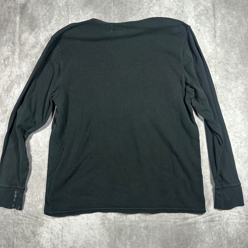 Polo Ralph Lauren Mens 2XL Waffle Knit Thermal Long Sleeve Shirt Black Red Pony - Picture 2 of 8